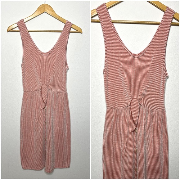 Caution To The Wind Dresses & Skirts - UO Caution To The Wind Ribbed V Neck Back Button Knot Dress M